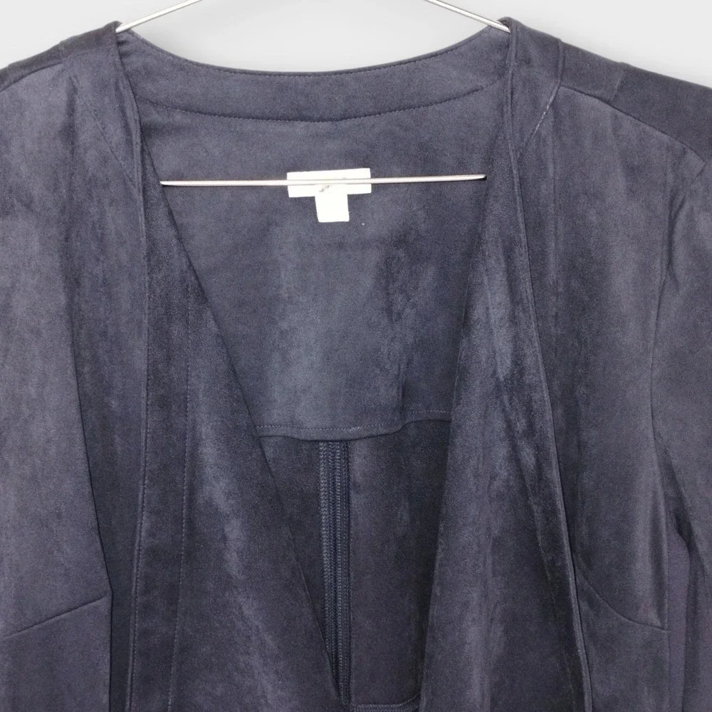 J Jill Faux Suede Jacket Sz L Blazer Draped Womens Career Business Casual Blue‎